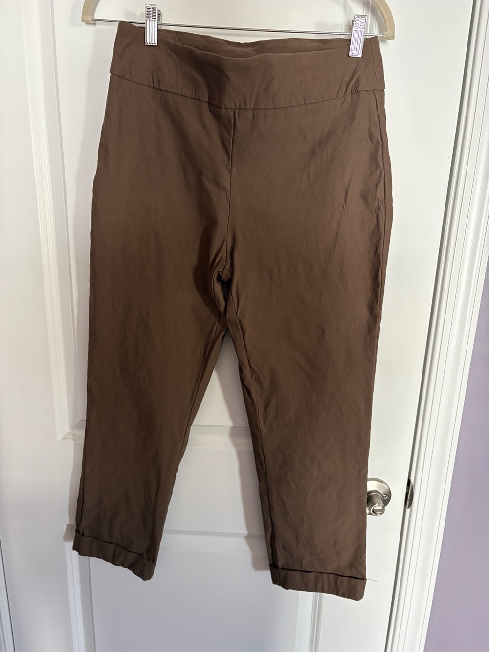 Tribal Chocolate Brown Cropped Pull-On Pants